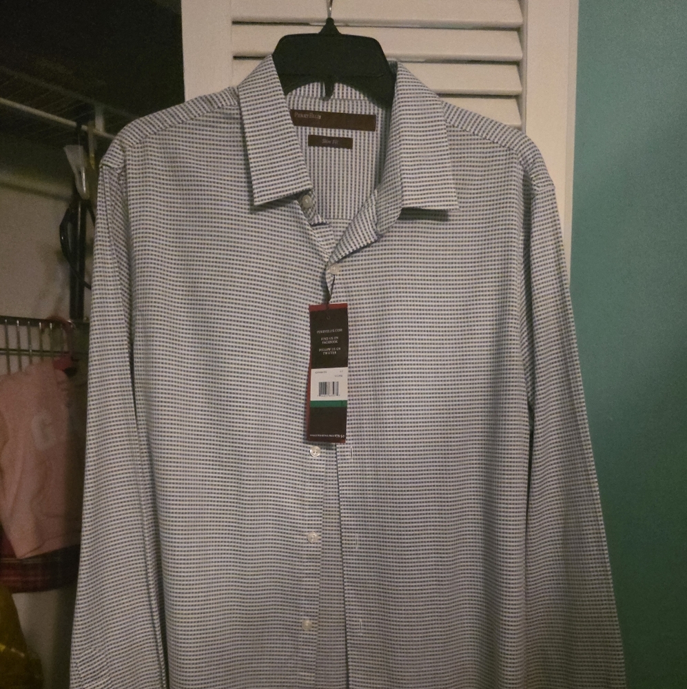 Classic Blue Checkered Men's Dress Shirt